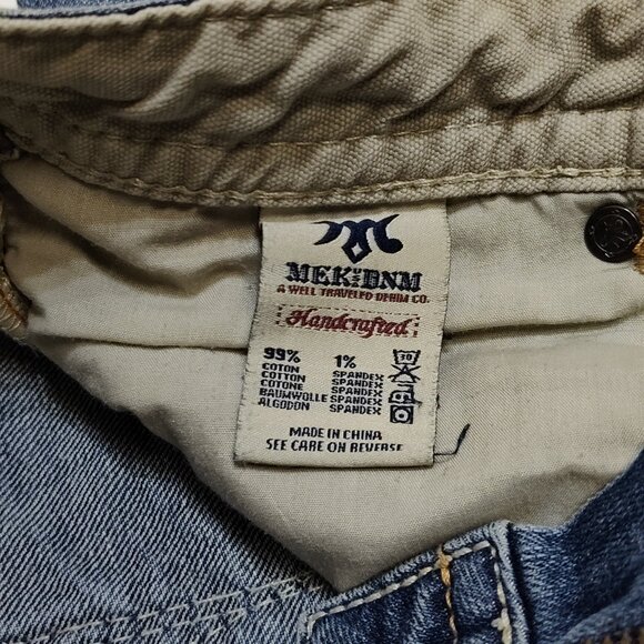 MEK DNM Frisco Bootcut Distressed Denim Jeans W25 x 32L Handcrafted Cotton Blend - Picture 8 of 10